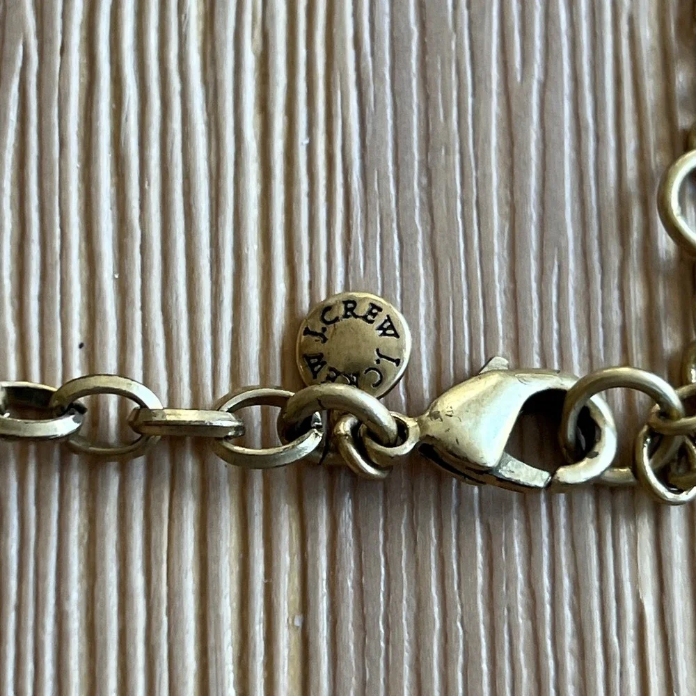 J Crew Gem Statement Necklace Coral Gray Crystal Gold Tone - Picture 5 of 8